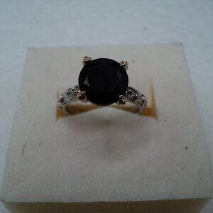 Thai Black Spinel 8mm stainless steel ring size 6 POS165